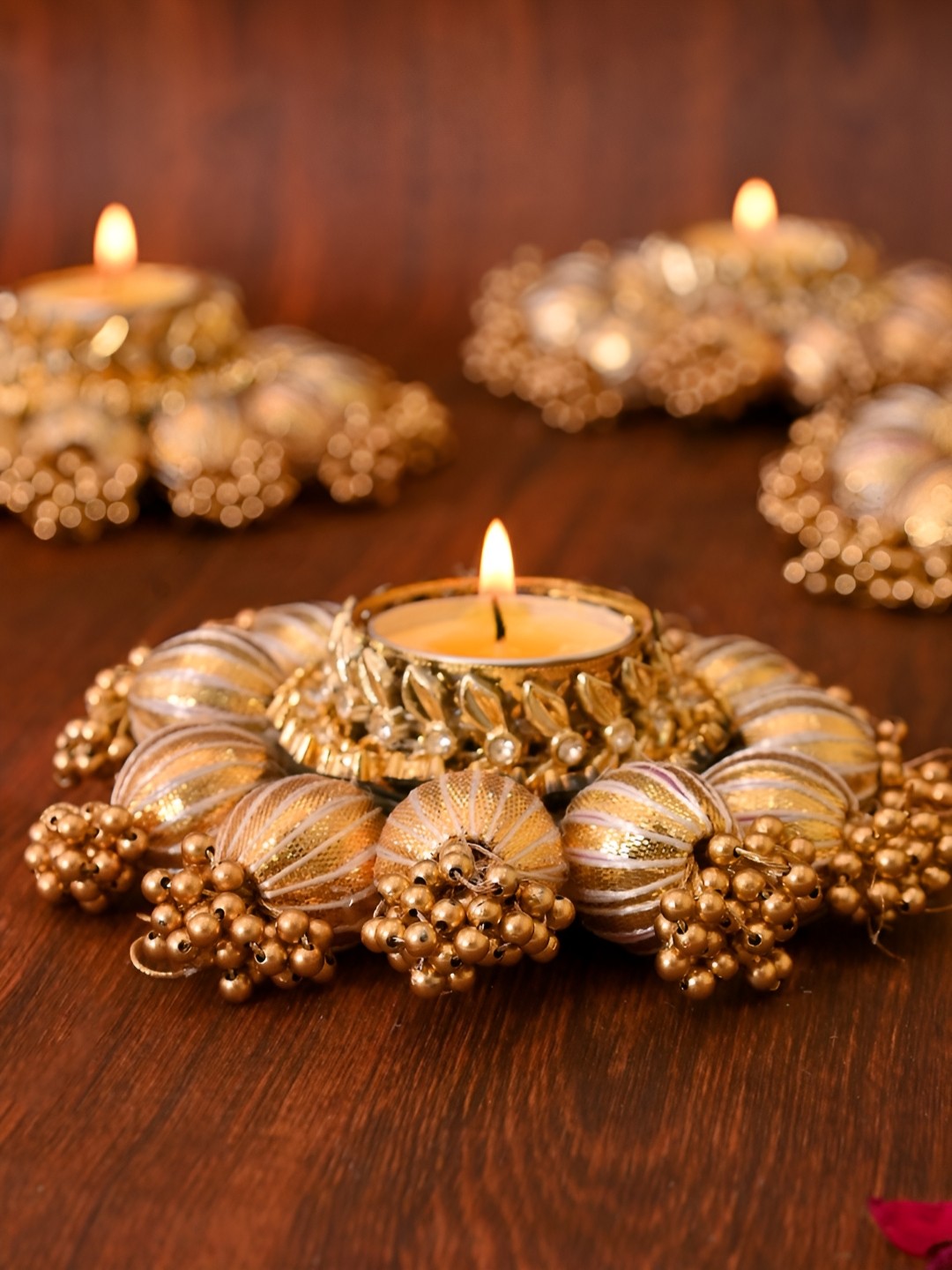 

Aapno Rajasthan Gold-Toned 2 Pieces Embellished Tea Light Candle Holder