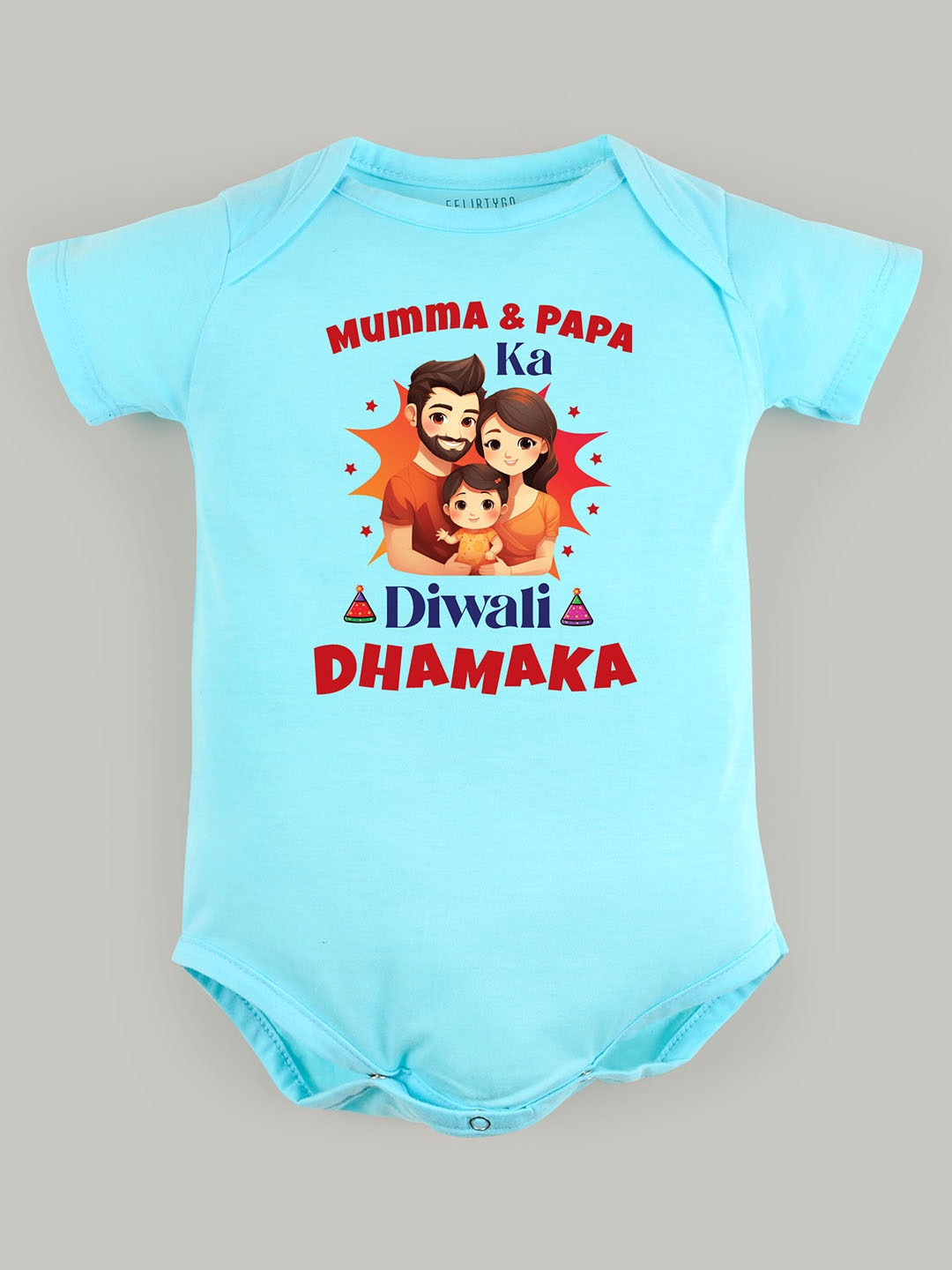 

FFLIRTYGO Kids Printed Cotton Bodysuit, Turquoise blue