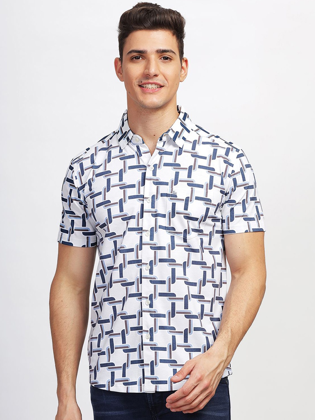 

BULLMER Geometric Printed Short Sleeves Shirt & Trouser, Blue