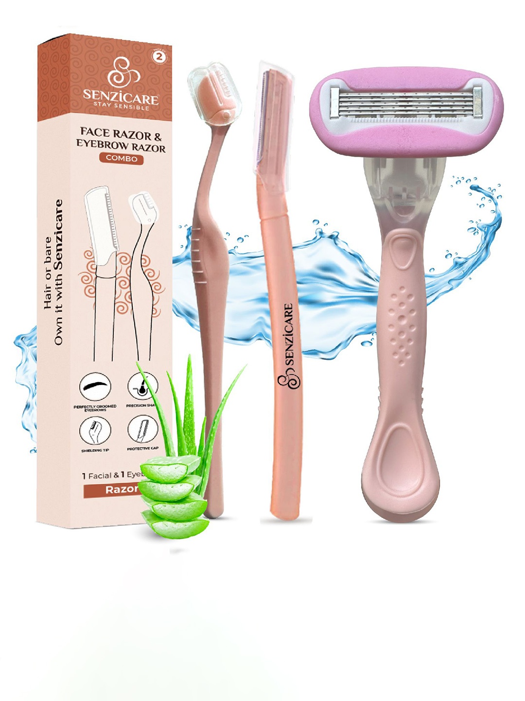 

Senzicare Set Of 3 Face Razor & Eyebrow Razor Combo, Pink