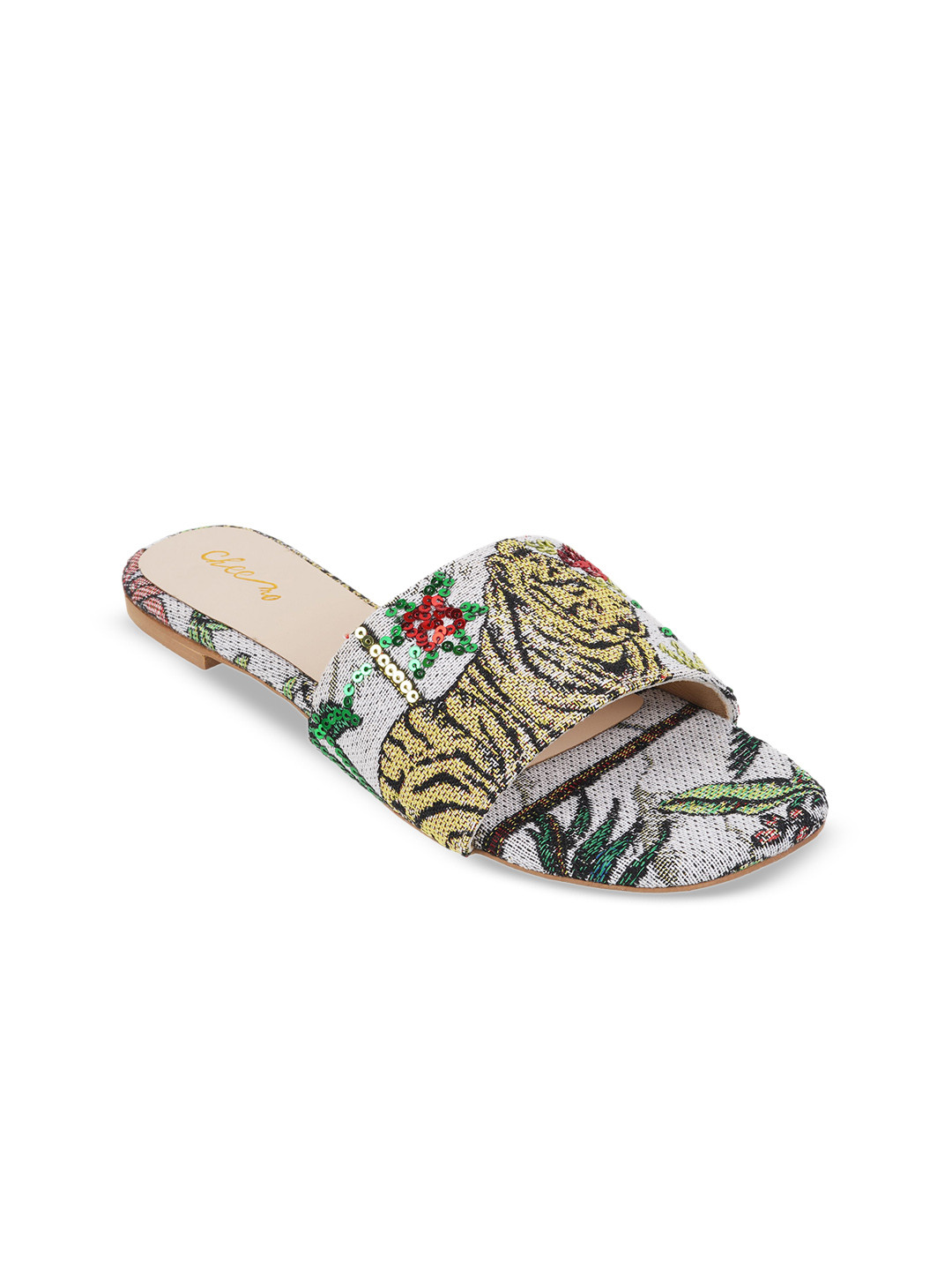 

Cheemo Women Embellished Open Toe Flats, Green