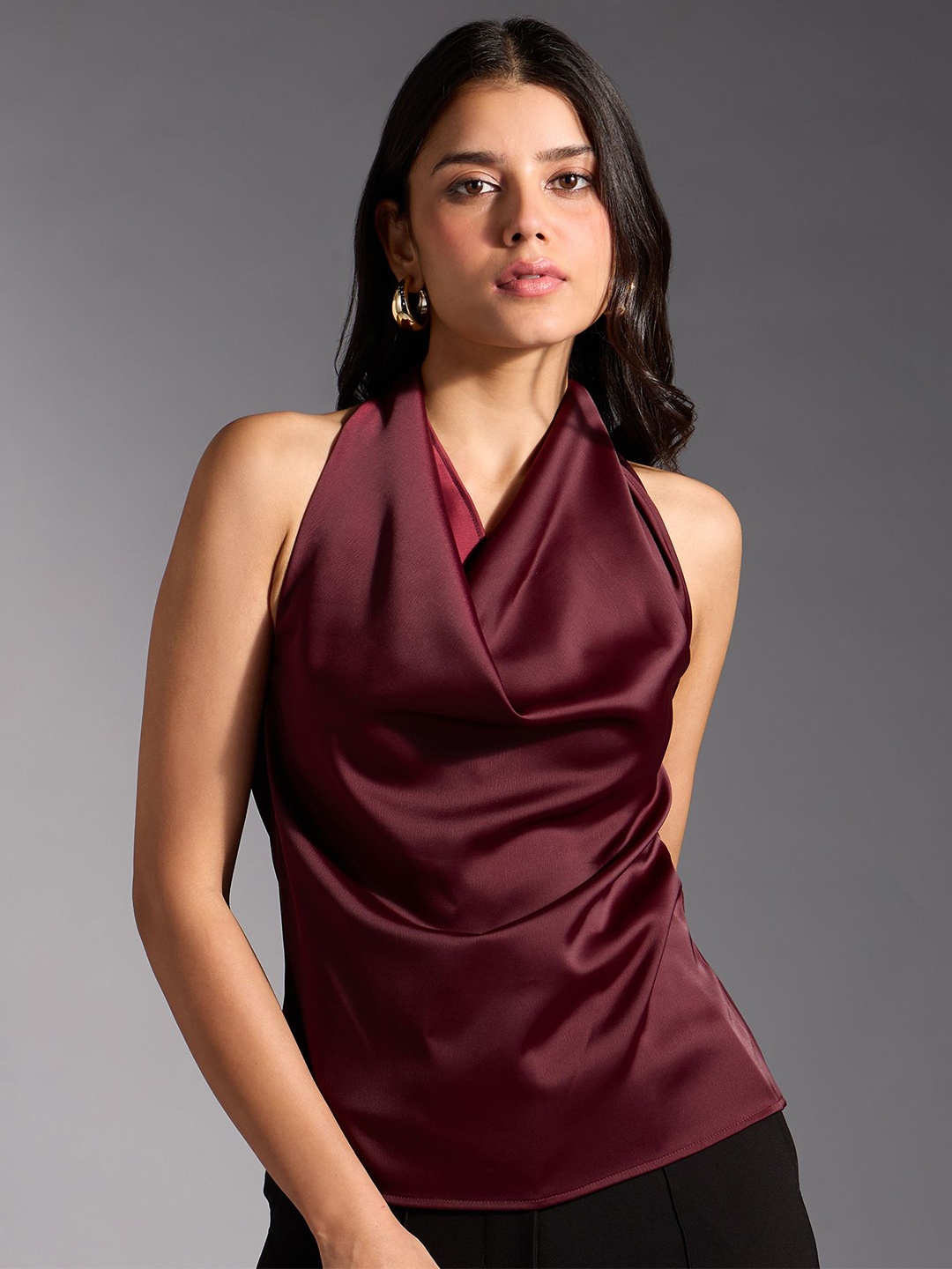 

20Dresses Women Cowl Neck Blouson Top, Red