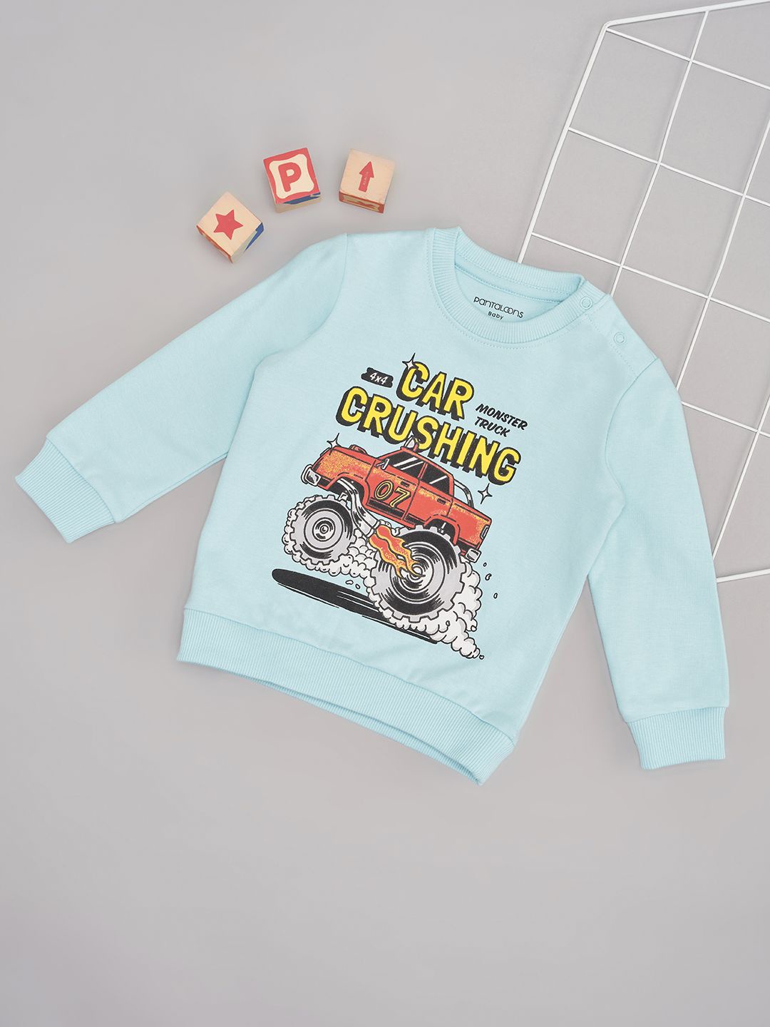 

Pantaloons Baby Boys Printed Pullover Sweatshirt, Blue