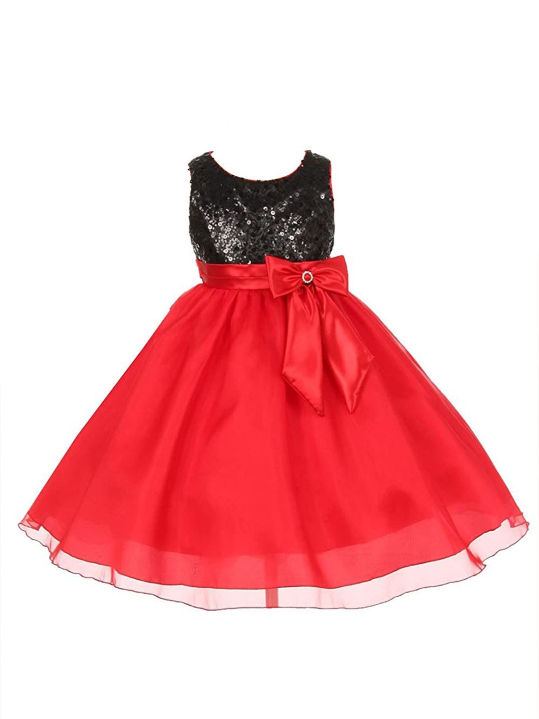 

Wish little Girls Embellished Bow Detailed Fit and Flare Dress, Red