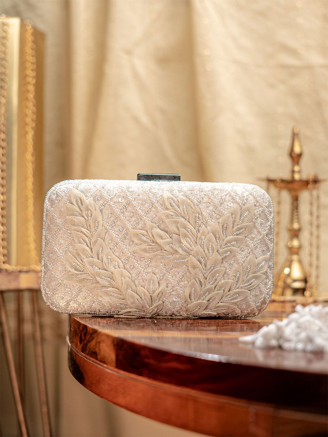 

NR By Nidhi Rathi Embroidered Box Clutch, White