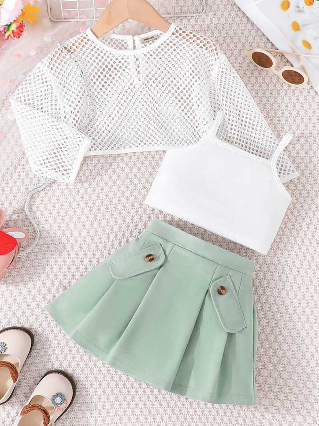 

INCLUD Girls Top with Skirt Clothing Set, Green