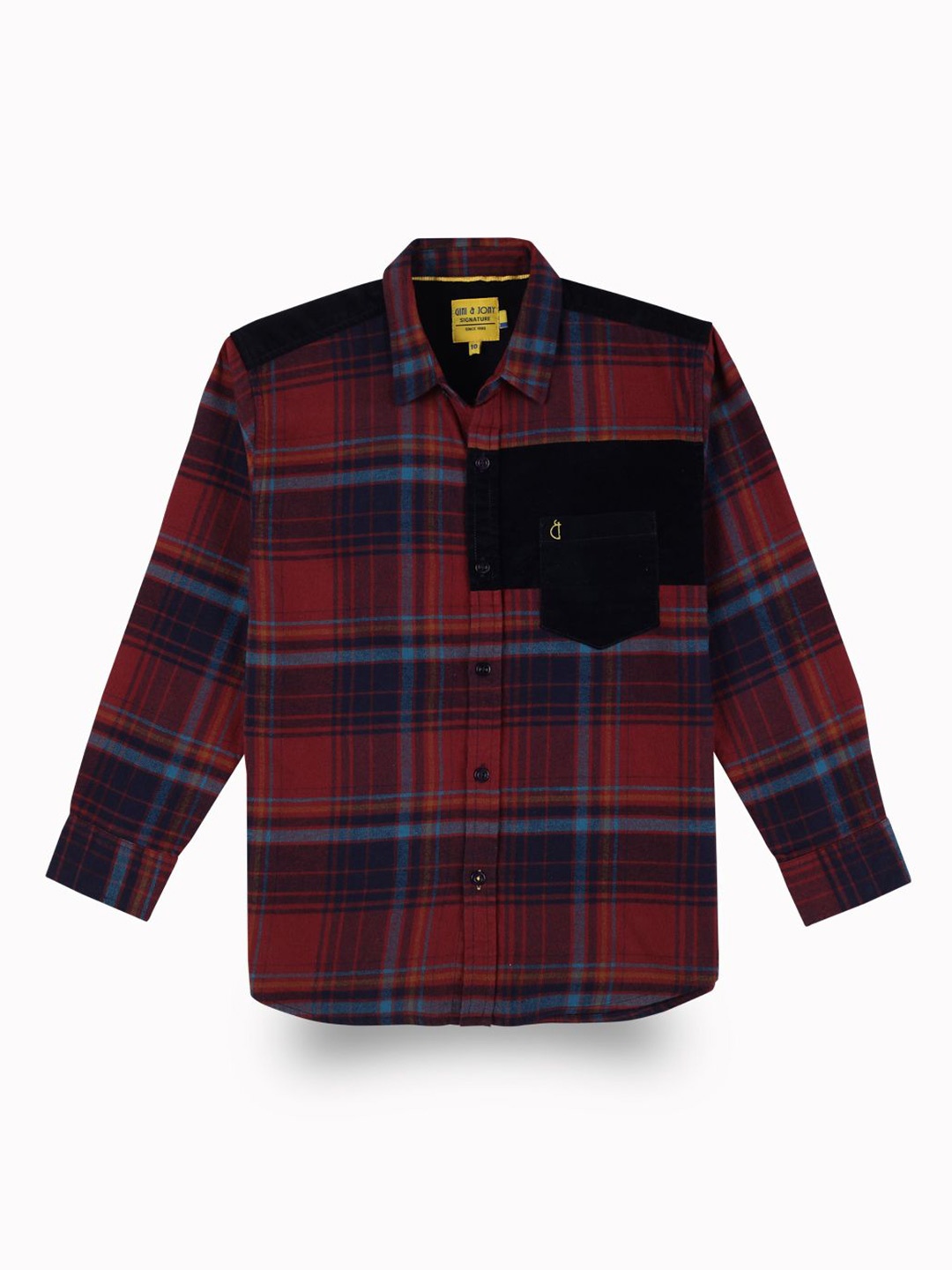 

Gini and Jony Boys Standard Spread Collar Tartan Checked Cotton Casual Shirt, Red