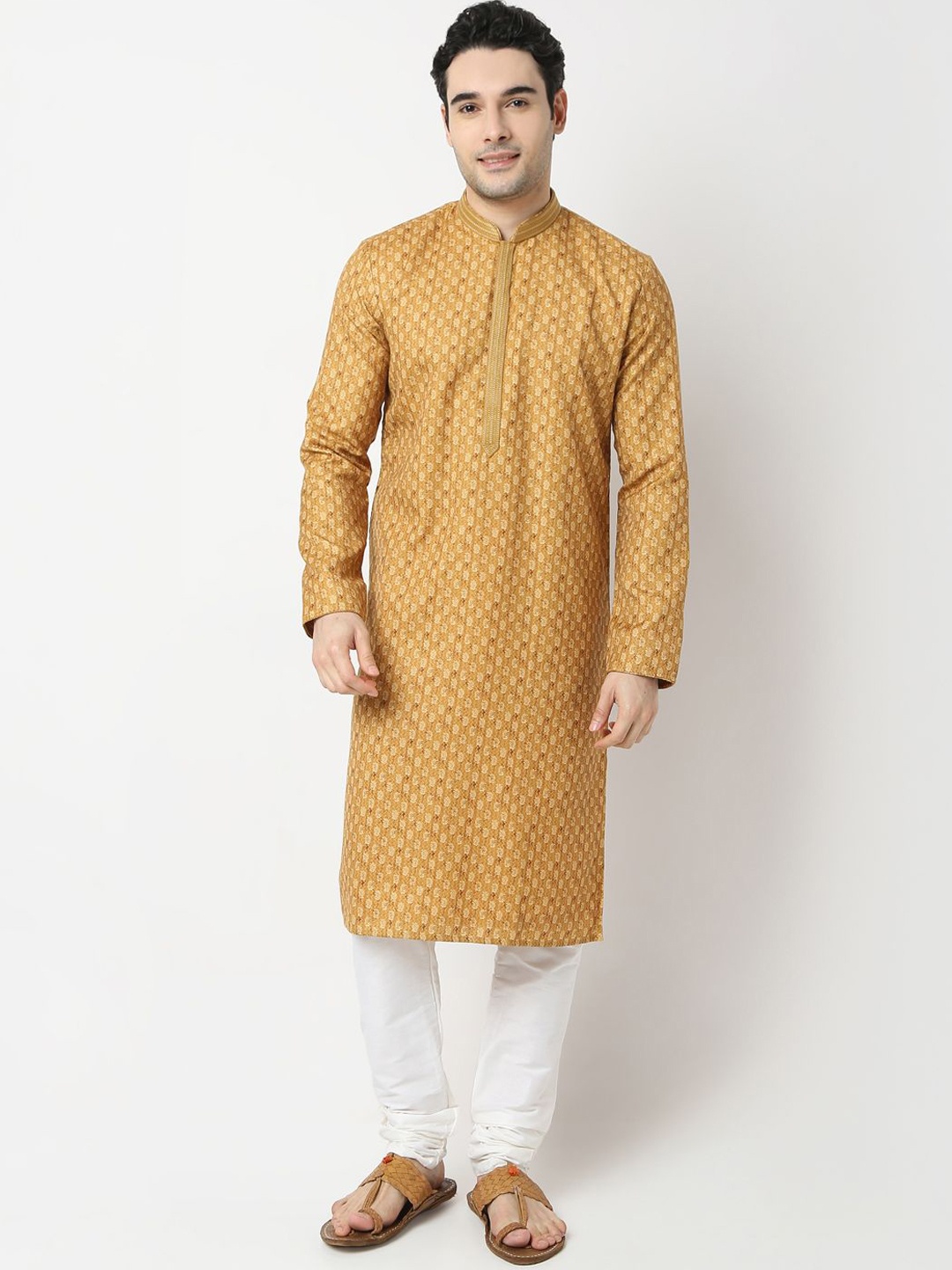 

Ethnicity Ethnic Motifs Printed Straight Kurta With Pyjamas, Yellow