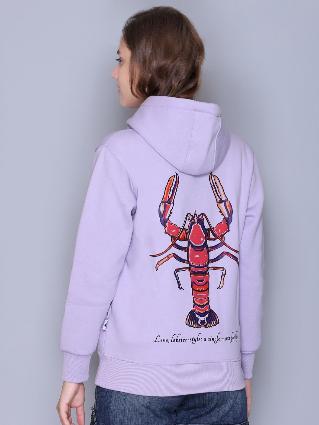 

BIZARRELY Women Back Printed Hooded Sweatshirt, Lavender