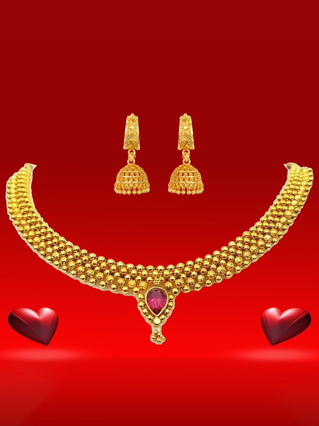 

Heer Collection Gold-Plated Antique Jewellery Set