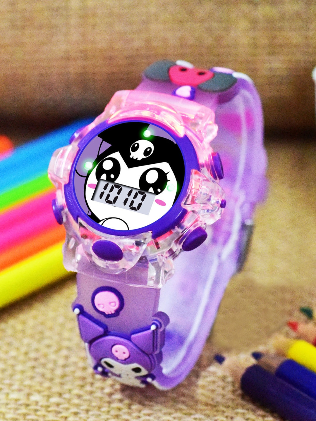 

Shocknshop Girls Patterned Dial & Straps Digital Multi Function Watch 331 Kuromi Purple