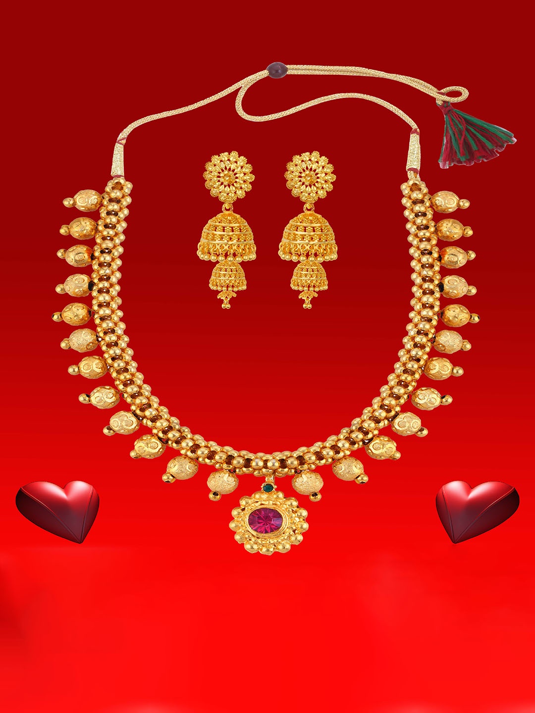 

Heer Collection Gold-Plated Necklace and Earrings