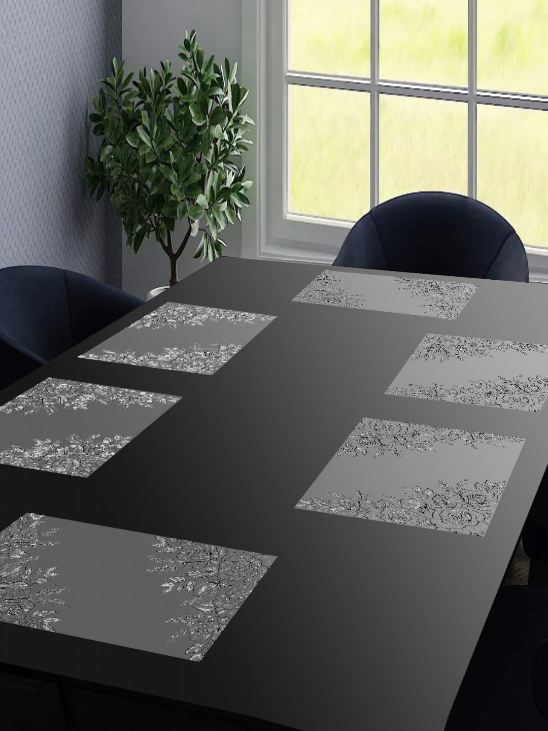 

LooMantha Transparent & Black 6 Pieces Printed Rectangular Table Placemats