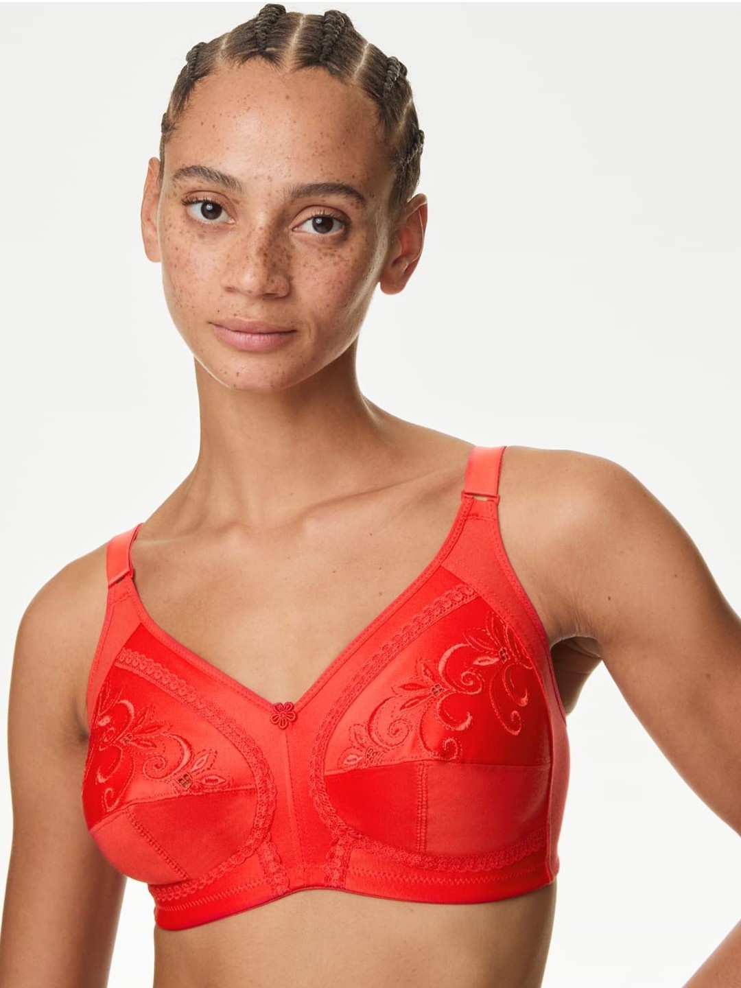 

Marks & Spencer Women Everyday Self Design Floral Embroidered Full Coverage Bra, Red