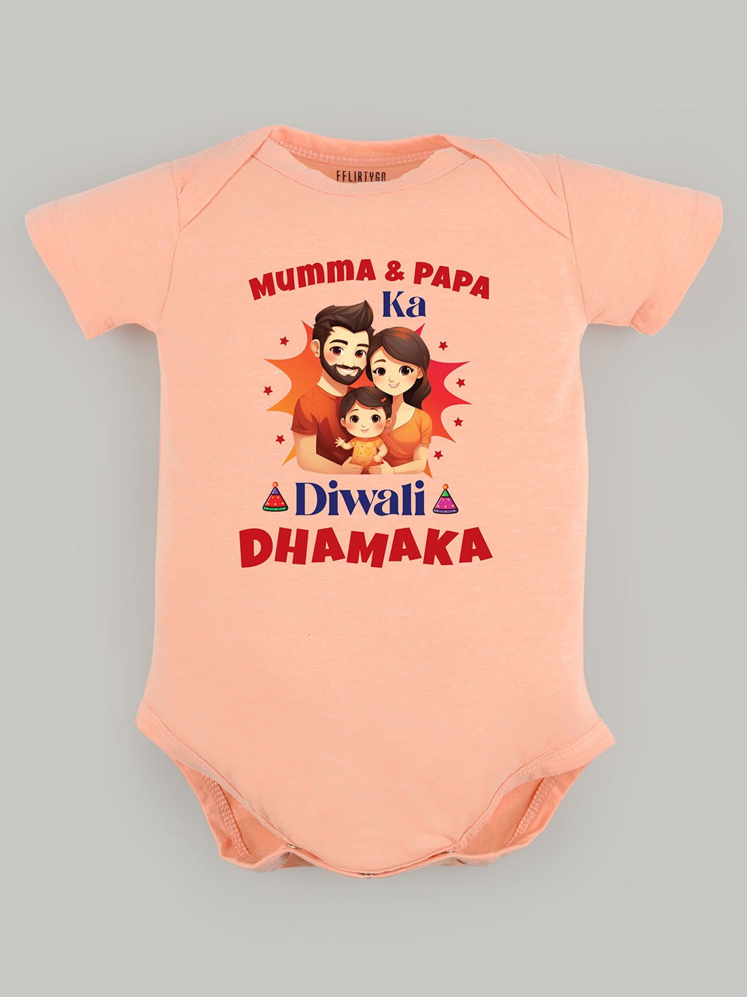 

FFLIRTYGO Kids Printed Cotton Bodysuit, Peach