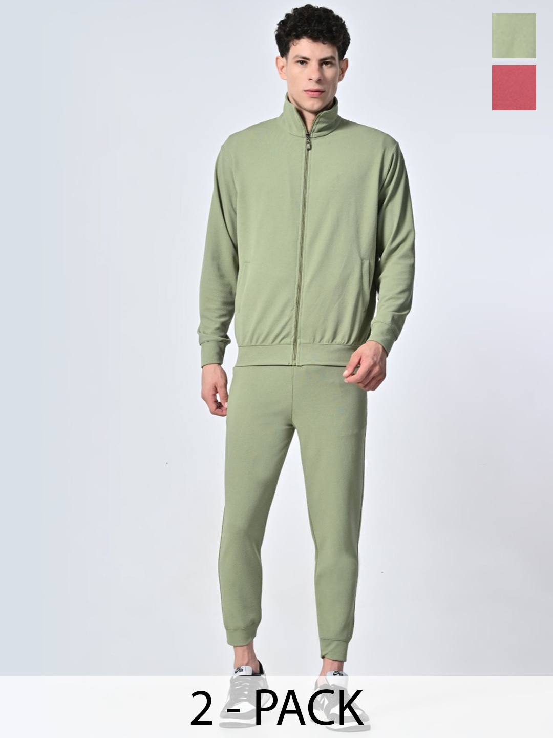 

BAESD Men Pack Of 2 Mock Collar Tracksuits, Green