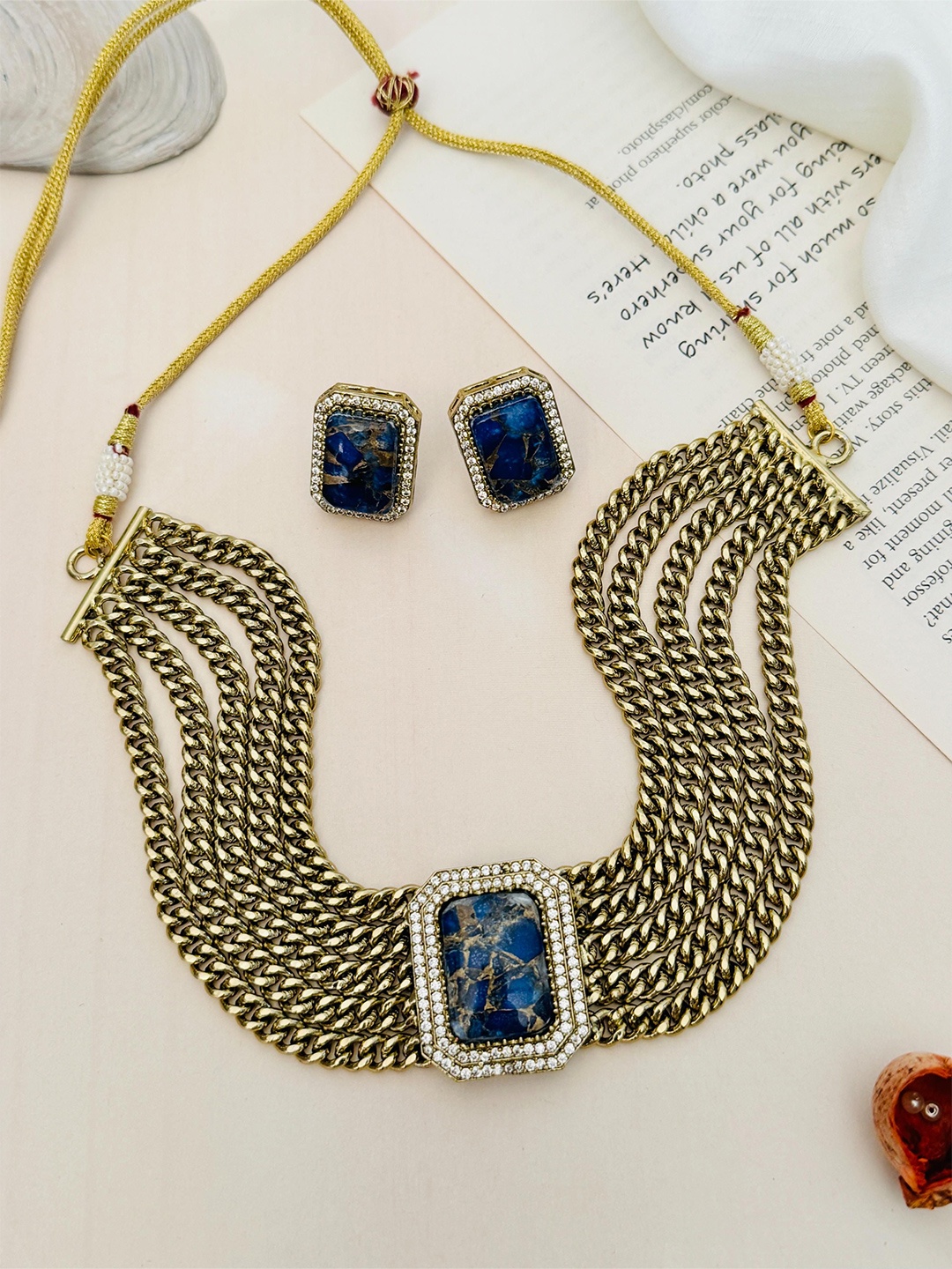 

ABDESIGNS Gold-Plated American Diamond-Studded Jewellery Set