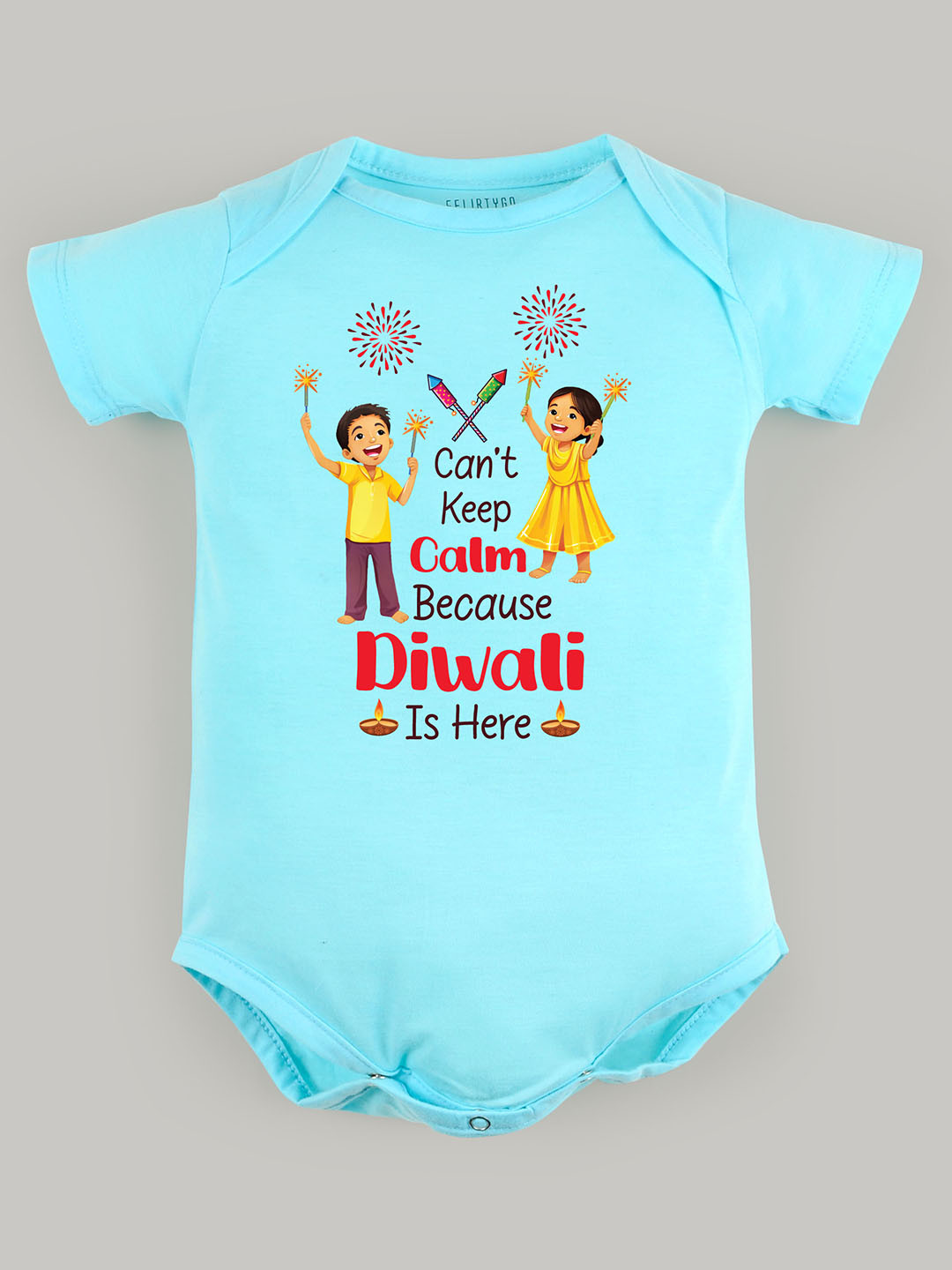 

FFLIRTYGO Kids Typography Printed Bodysuit, Turquoise blue