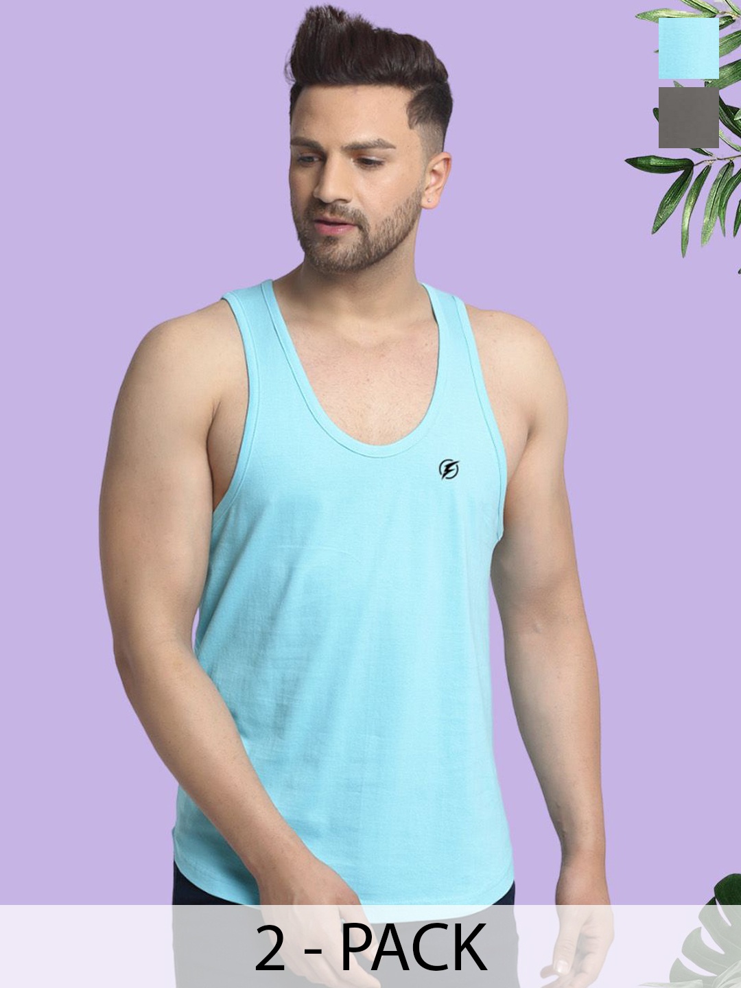 

Friskers Pack Of 2 Anti-Bacterial Innerwear Vest C-20-41, Turquoise blue