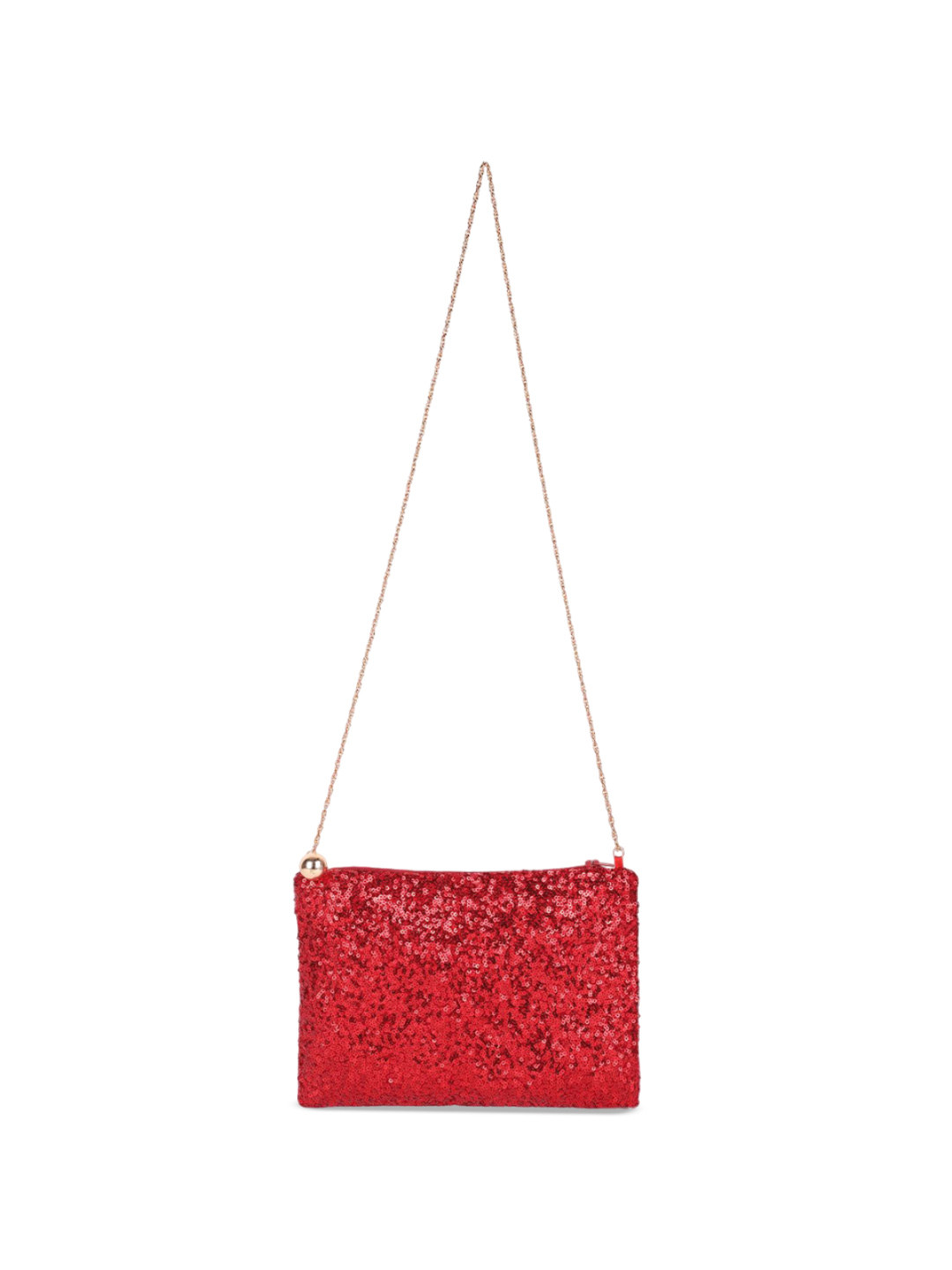 

Rediscover Fashion Women Embellished Structured Sling Bag, Red