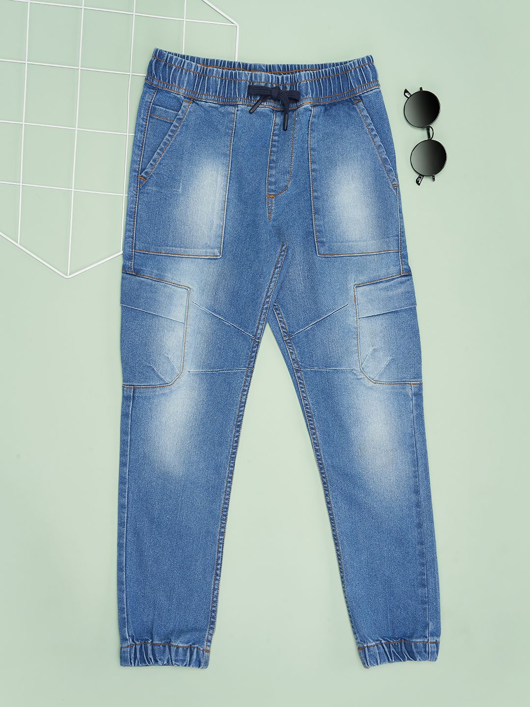 

Pantaloons Junior Boys Slash Knee Heavy Fade Jeans, Blue