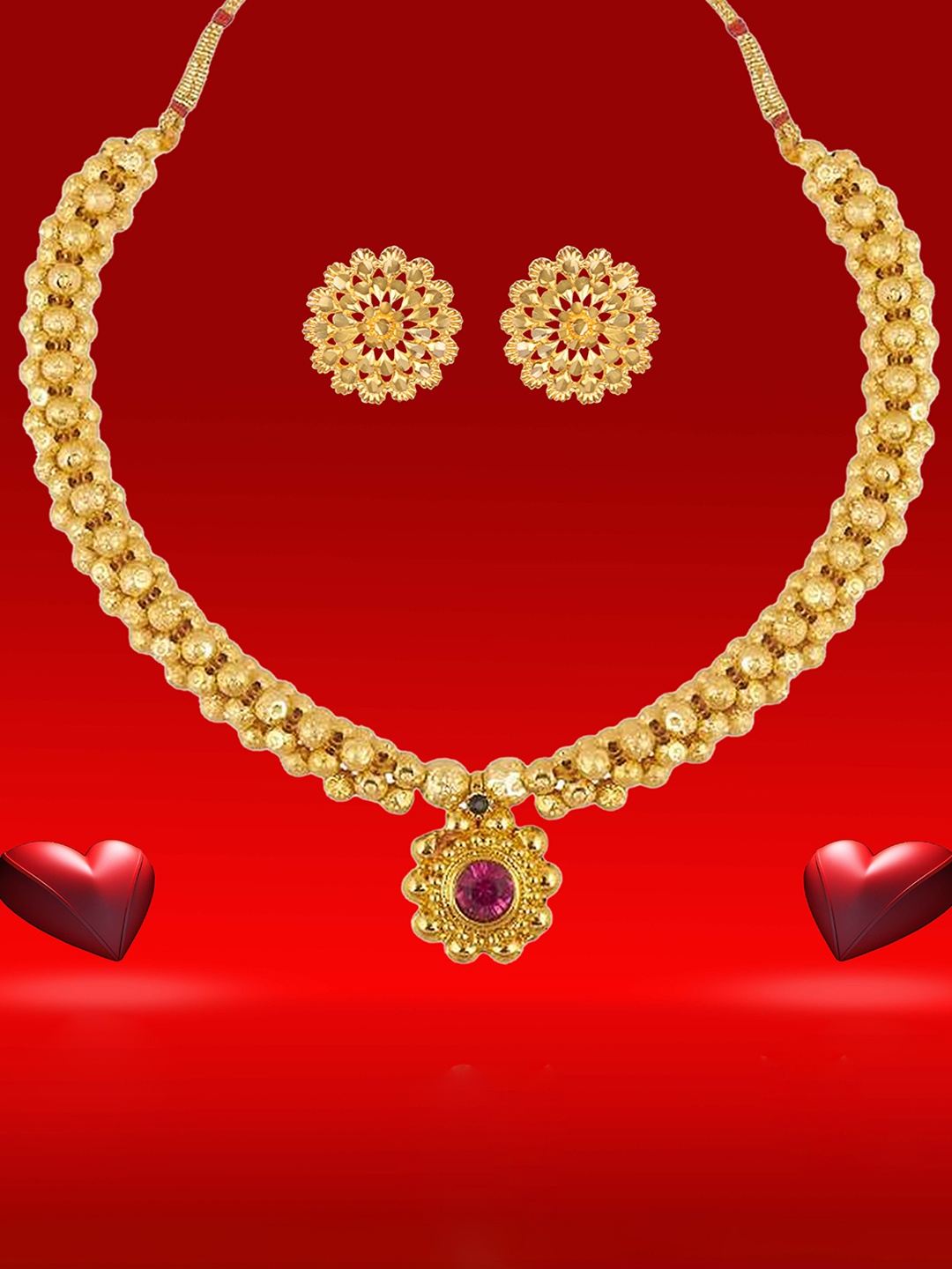 

Heer Collection Gold-Plated Antique Jewellery Set