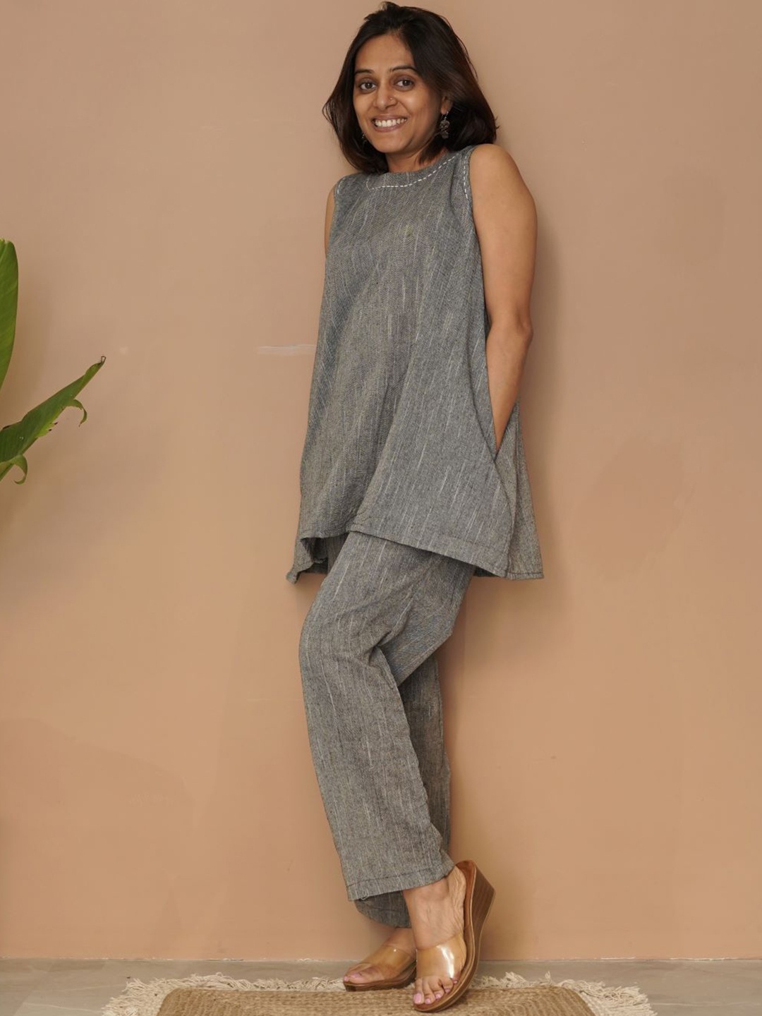 

The Quince Life Pure Cotton Tunic With Trousers, Grey