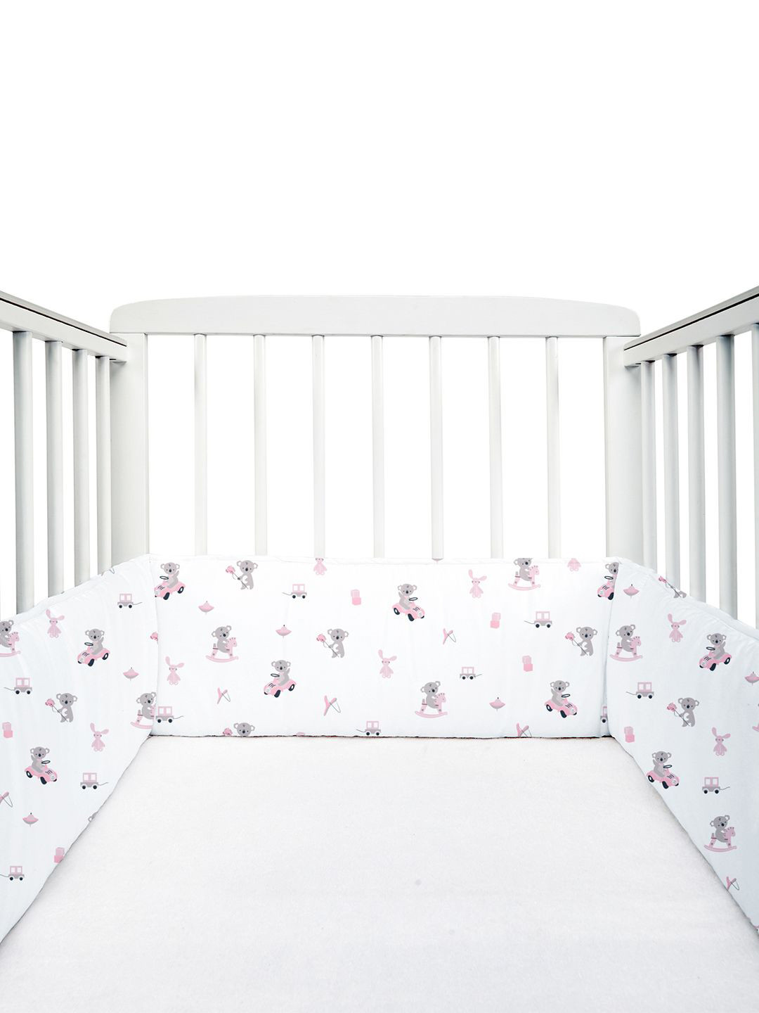 

The White Cradle Kids Printed Koala with Horse Cot Bumper Baby Bed Sets, Pink