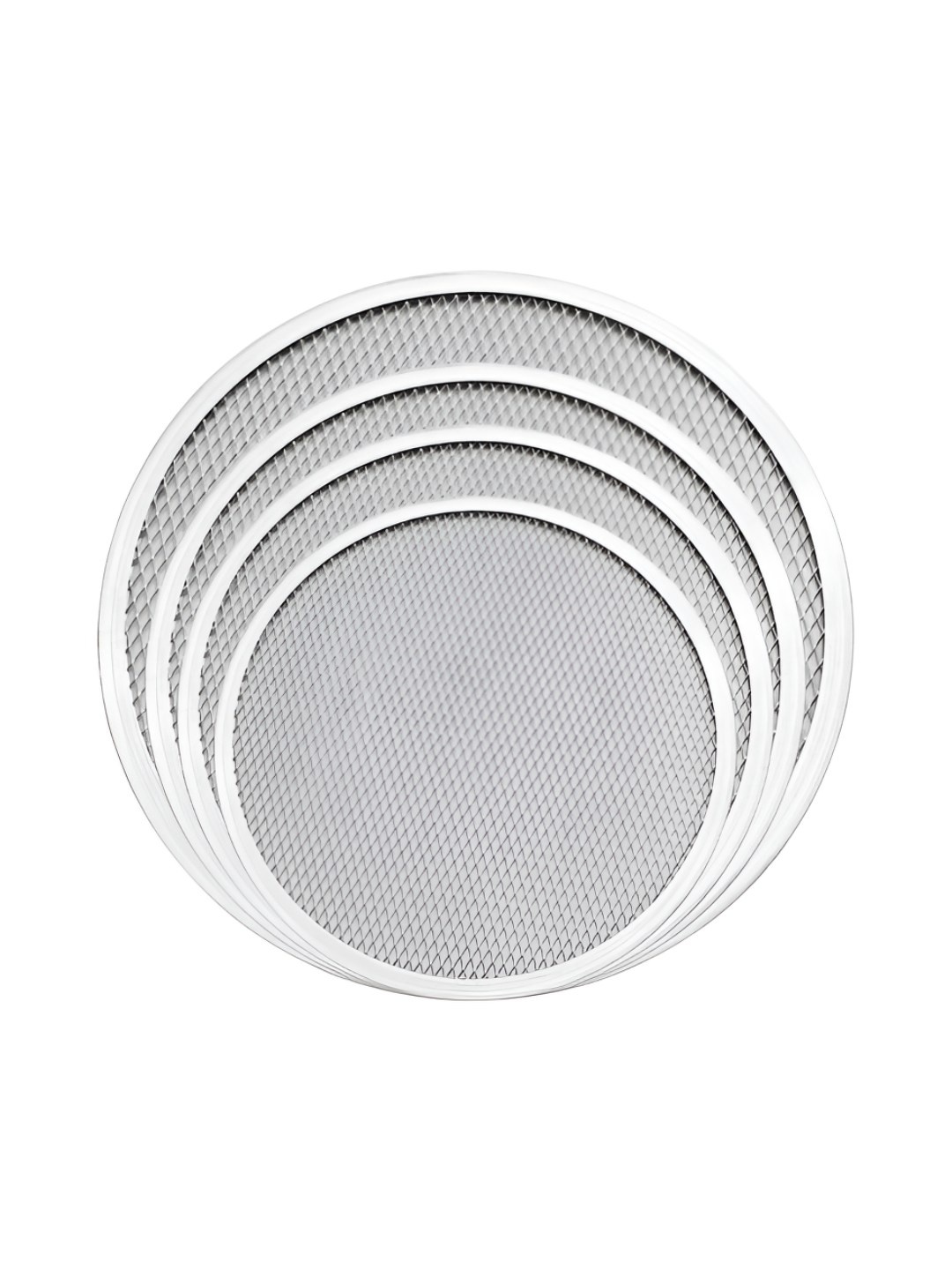 

HAZEL 4 Pieces Meshed Aluminum Pizza Pan Tray, Silver