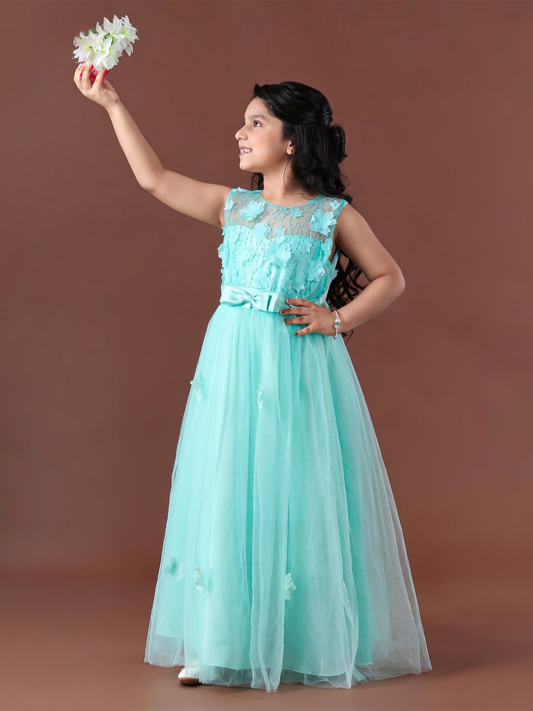 

Mark & Mia Girls Embellished Flower Applique Party Wear Sleeveless Dress, Blue