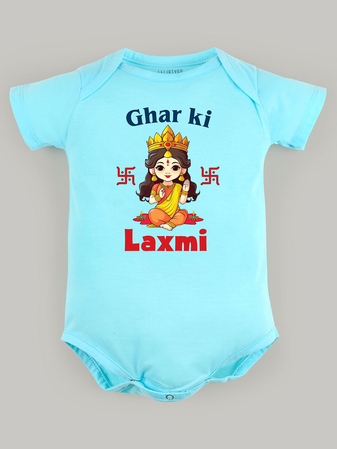 

FFLIRTYGO Unisex Infants Printed Pure Cotton Bodysuit, Turquoise blue