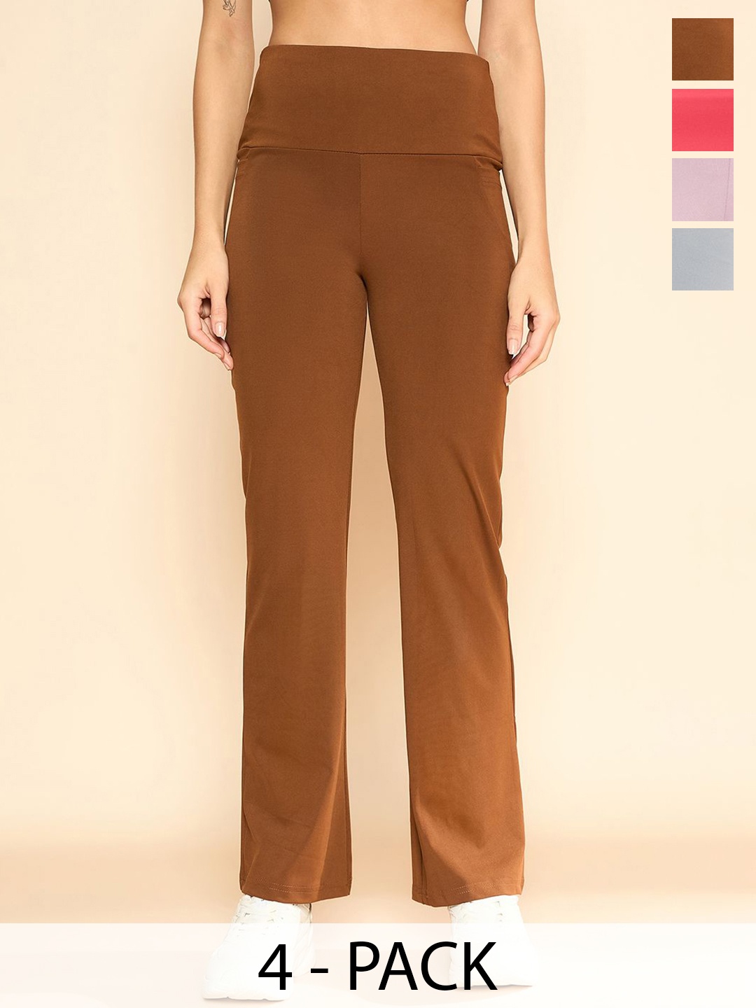 

COLOR CAPITAL Pack Of 4 Ankle-Length Tights, Brown