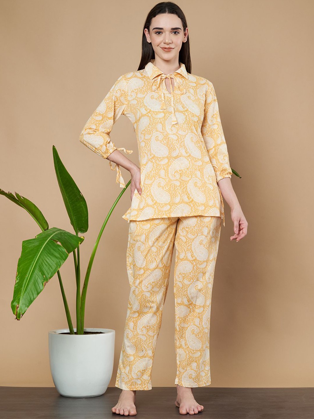 

ETC Women Printed Night suit, Yellow