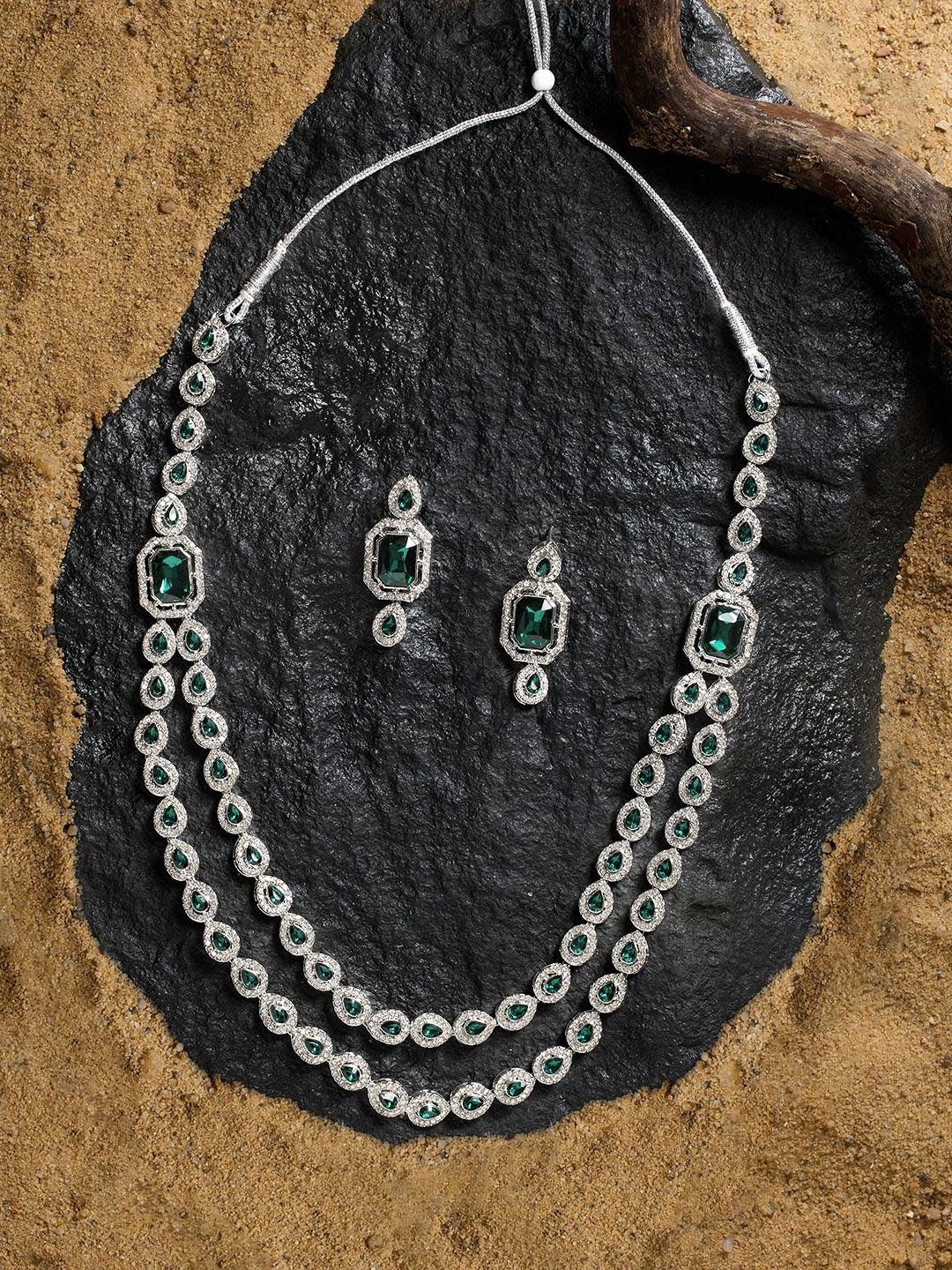 

AMI Silver-Plated Austrian Diamond-Studded Layered Jewellery Set