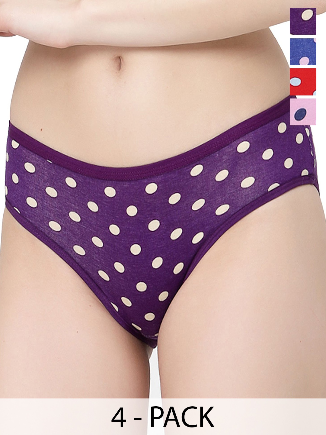 

Docare Pack of 4 Printed Bikini Briefs Yummy Panty, Pink