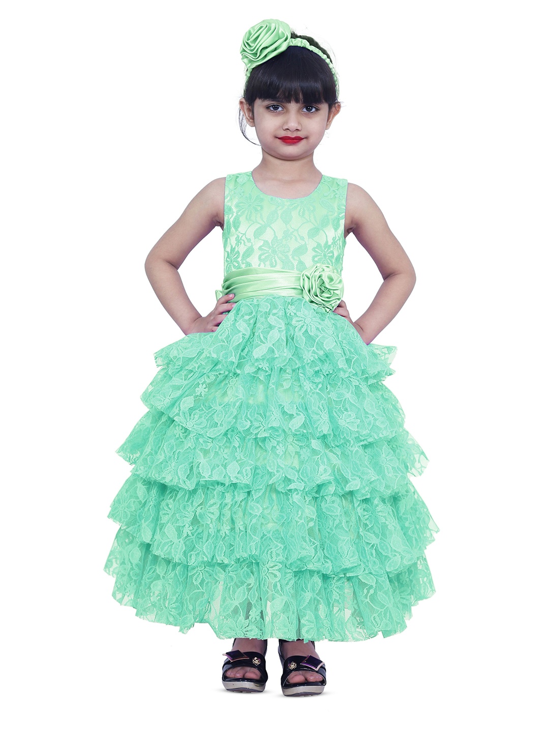 

Wish little Girls Lace Fit and Flare Maxi Dress, Sea green