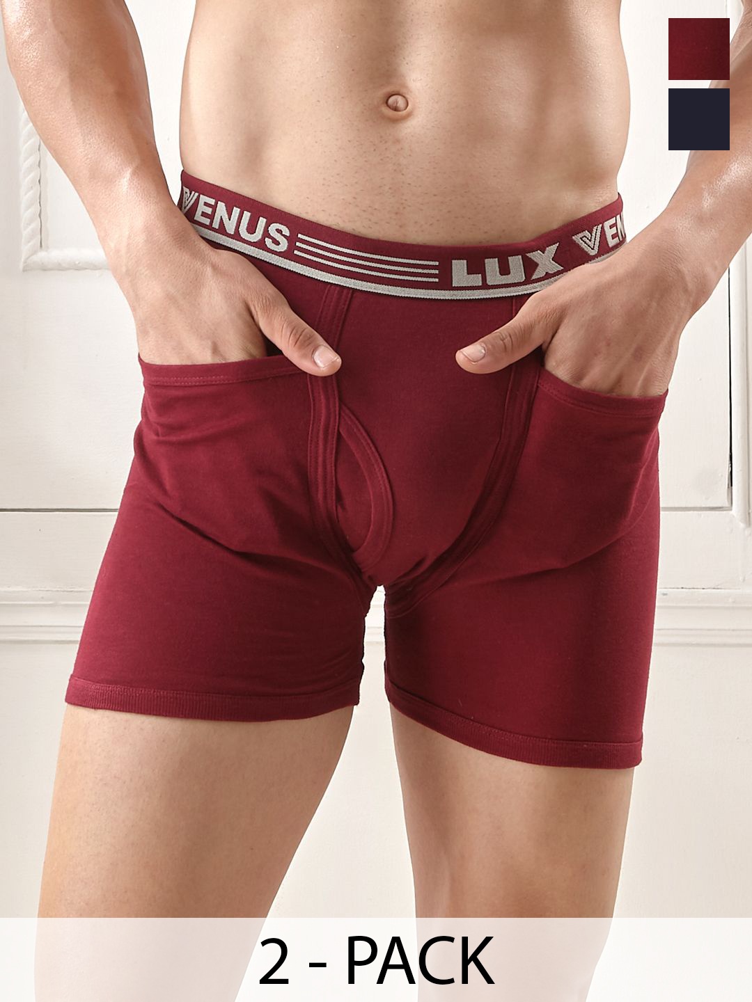 

LUX VENUS Pack of 2 Assorted Men Cotton Pocket Trunk NW1_VENUS_PKT_DRW_AST_105_2PC