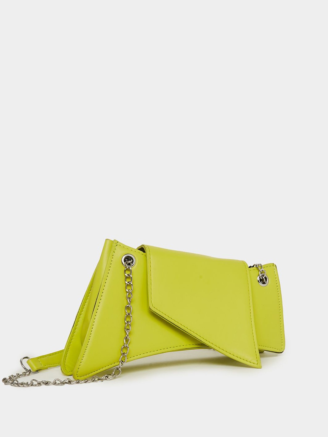 

Styli Women Textured Solid Structured Sling Bag, Lime green