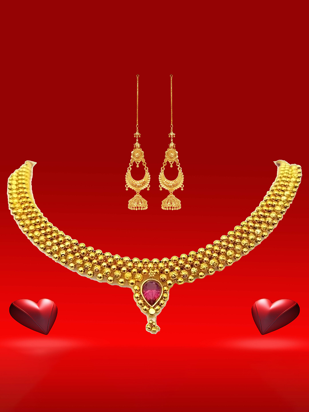 

Heer Collection Gold-Plated Kundan-Studded Jewellery Set