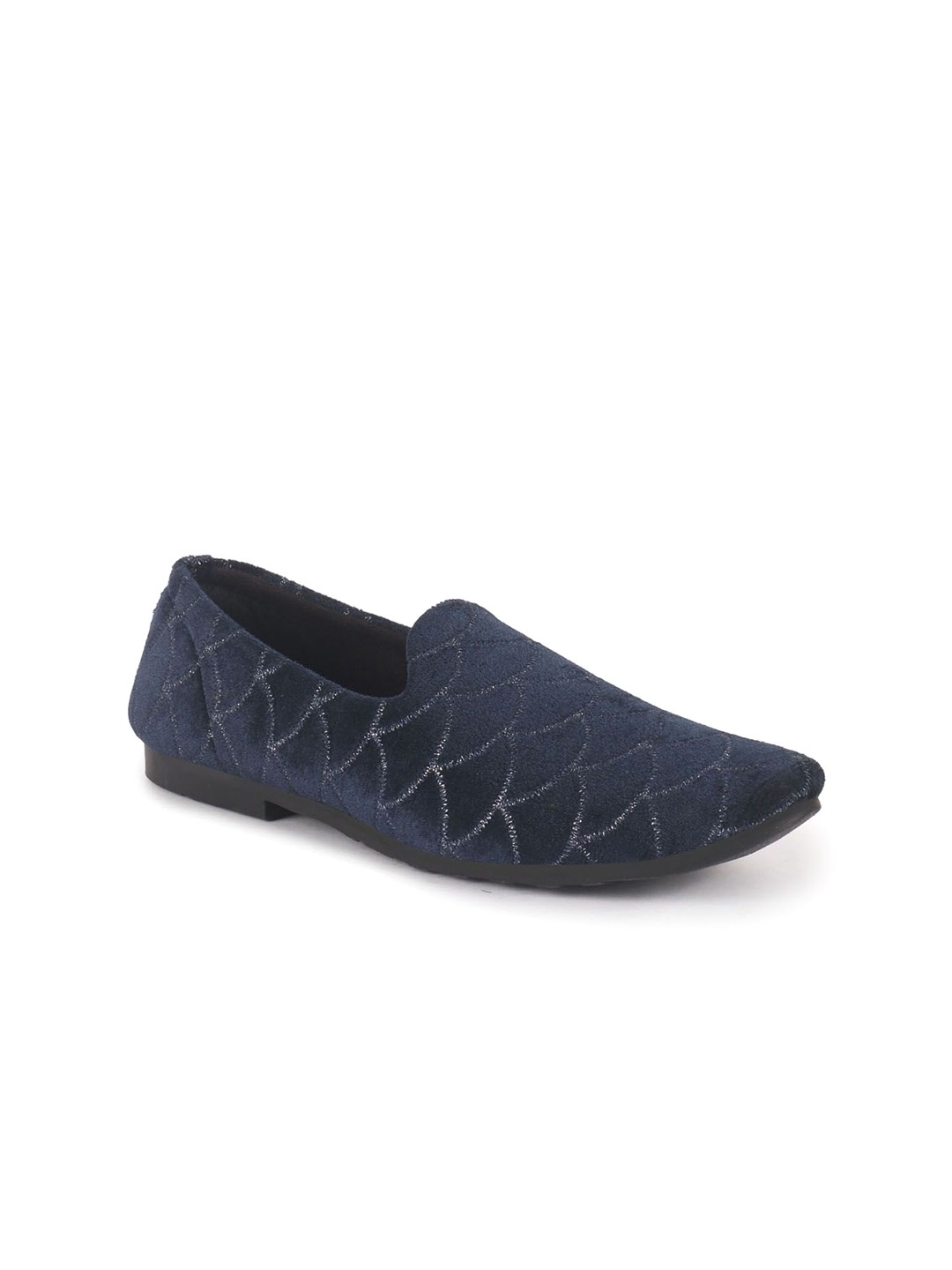 

FAUSTO Men Velvet Ethnic Juttis Mojaris for Wedding, Navy blue