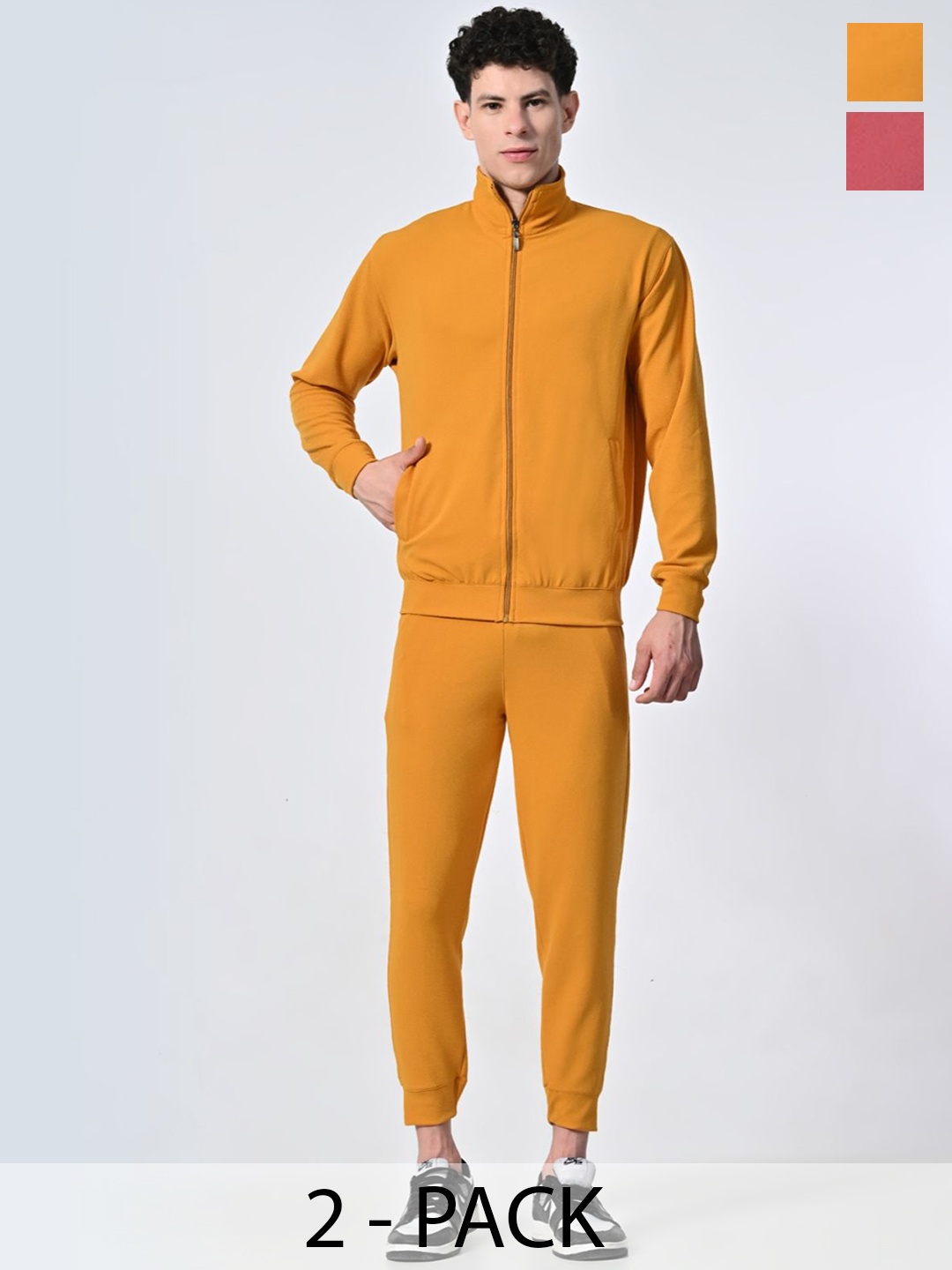 

BAESD Men Solid Pack Of 2 Tracksuits, Mustard