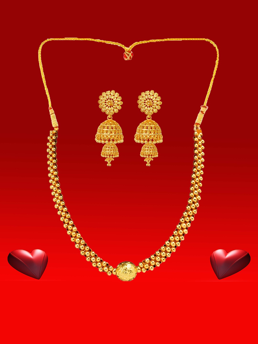 

Heer Collection Gold-Plated Antique Jewellery Set