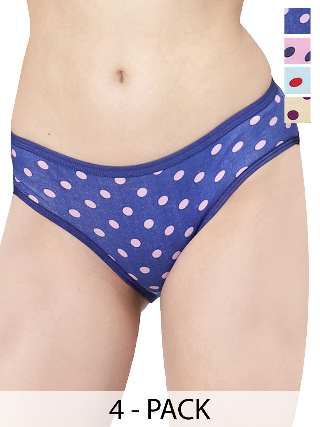 

Docare Women Pack Of 4 Printed Bikini Briefs, Blue