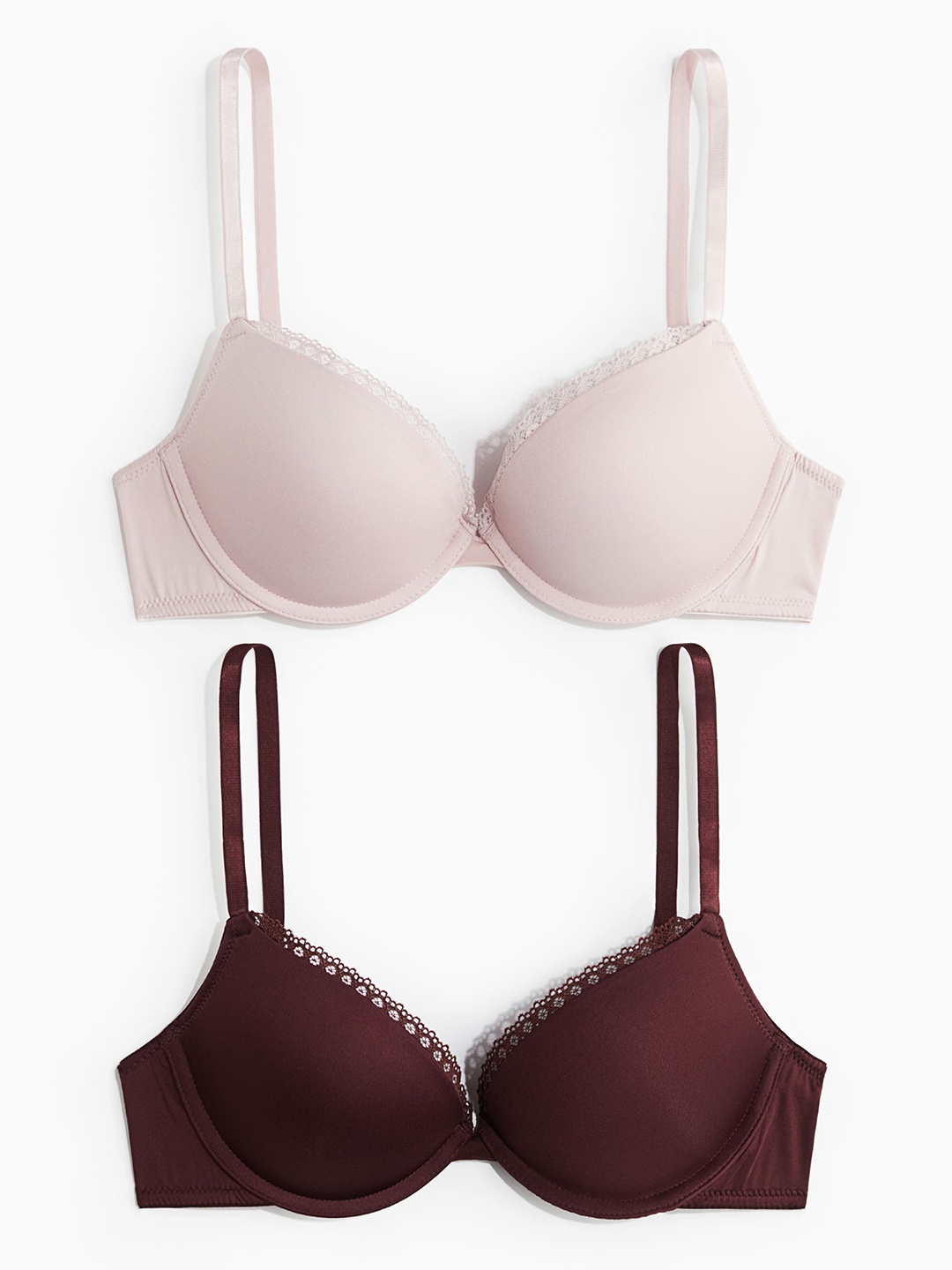 

H&M Pack Of 2 Microfiber Super Push-Up Bras, Pink