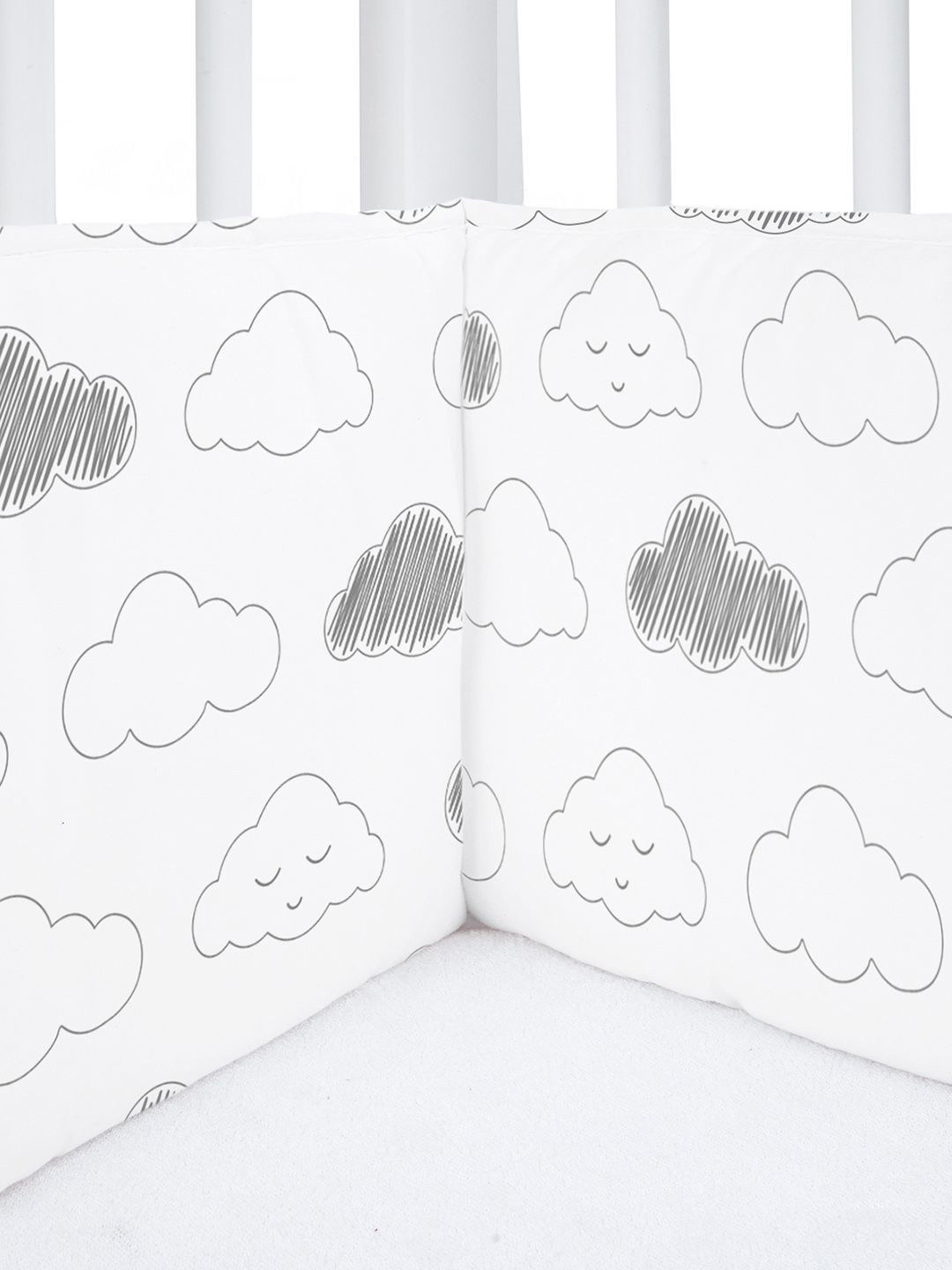 

The White Cradle Kids Printed Cotton Cot Bumper, Grey