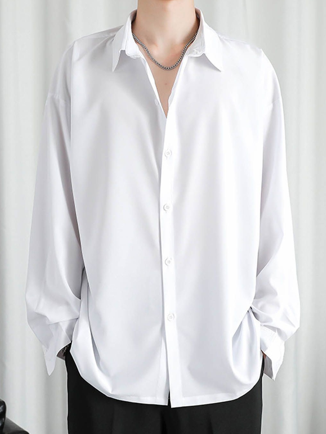 

StyleCast Men Spread Collar Solid Cotton Casual Shirt, White