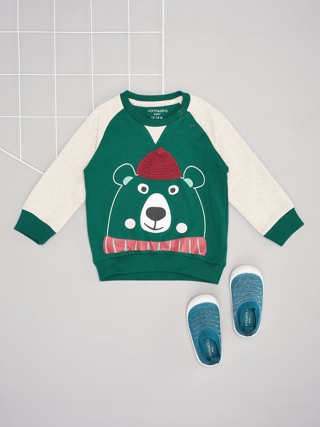 

Pantaloons Baby Boys Round Neck Cotton Pullover Sweatshirt, Turquoise blue