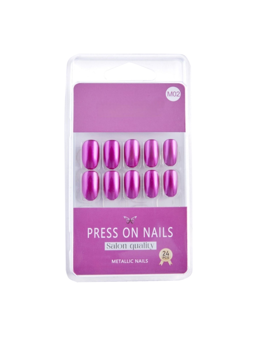

RANORE Metallic 24-Pcs Press-On Nails - M02 Pink
