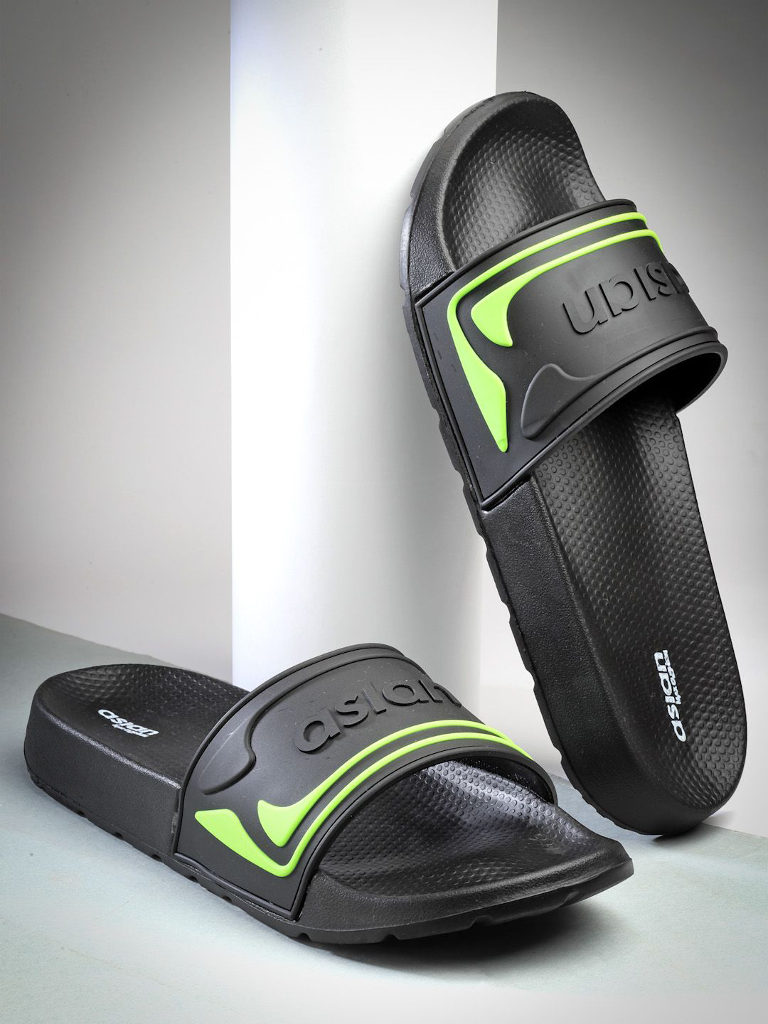 

ASIAN Unisex Kids Rubber Sliders, Black
