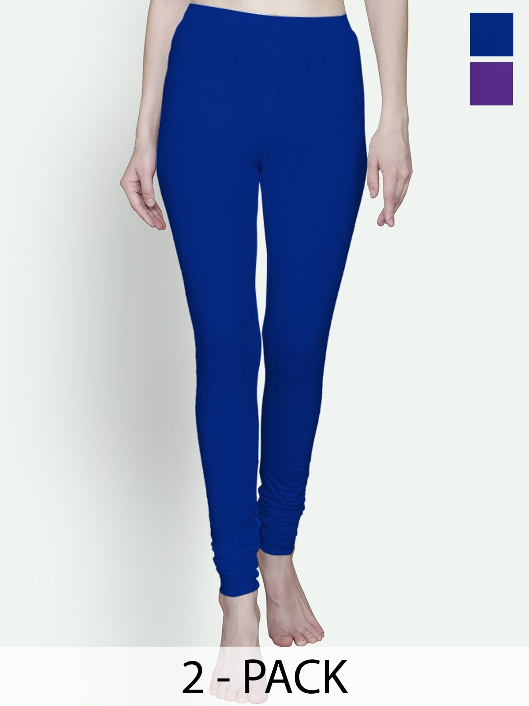 

T.T. Women Pack Of 2 Churidar-Length Leggings, Blue
